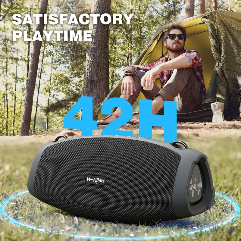 W-KING 70W (90W Peak) Portable Loud Bluetooth Speakers with Wireless Microphone, Portable Outdoor Speakers Bluetooth Wireless Waterproof, Triple Passive Radiators-Deep Bass Hi-fi DSP Power Bank TF AUX EQ Opener Audio Stereo Aluminum Card  Plastic