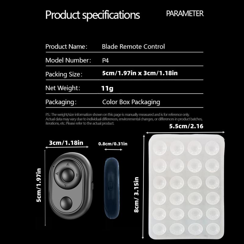 Phone Photo Remote Control, Selfie Remote Control with Silicone Suction Cup, Mobile Phone Accessories