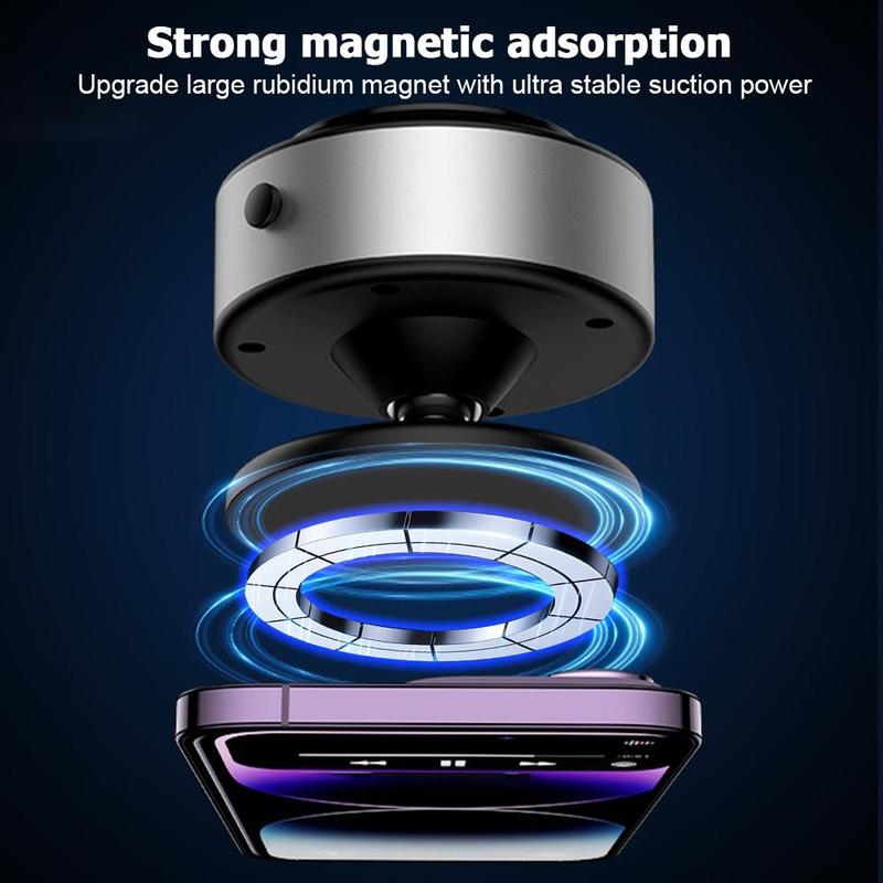 360° Rotatable Vacuum Magnetic Car Phone Holder, Magnetic Car Phone Holder, Universal Car Interior Accessories for iPhone & Android & All Smartphones