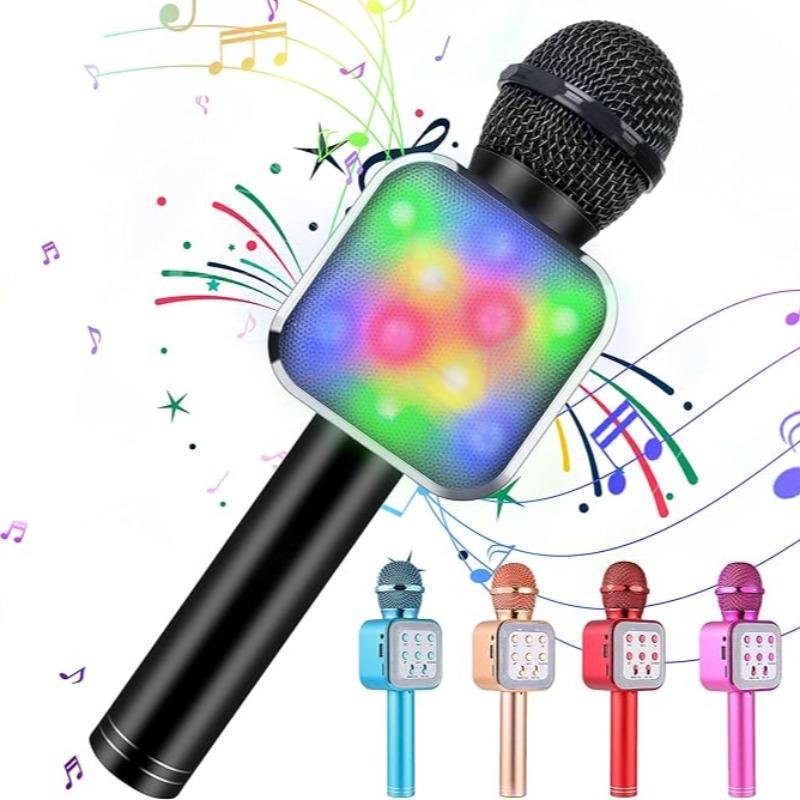 Wireless Microphone, USB Rechargeable LED Light Microphone, Professional BT Microphone for Live Performance, Music Recording, Singing, Karaoke, Party