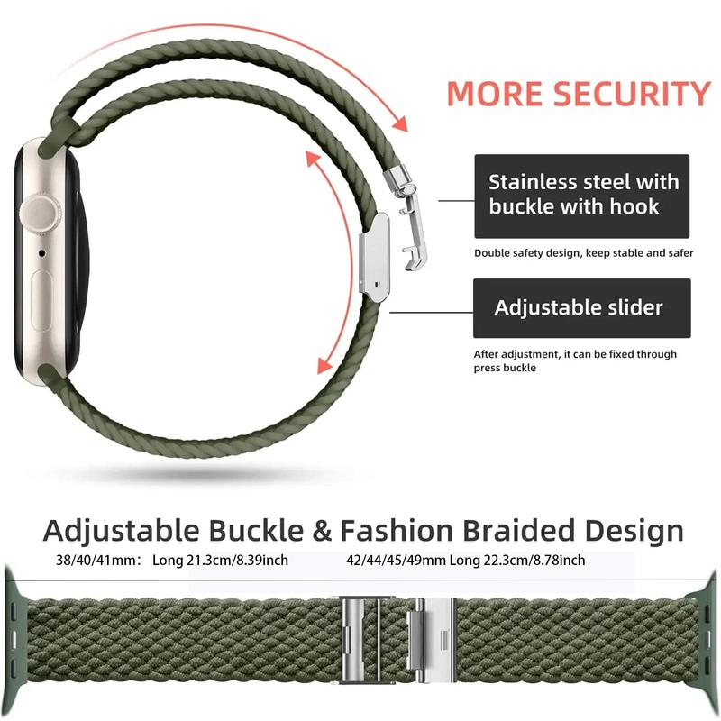 Adjustable Stretch Solo Loop Watch Bands for Apple Watch (Band Only), Durable Watch Bands, Braided Elastic Nylon Sport Watchbands, Wearable Accessories for iWatch Band Series 9 8 7 6 5 4 3 2 1 SE Ultra Ultra2