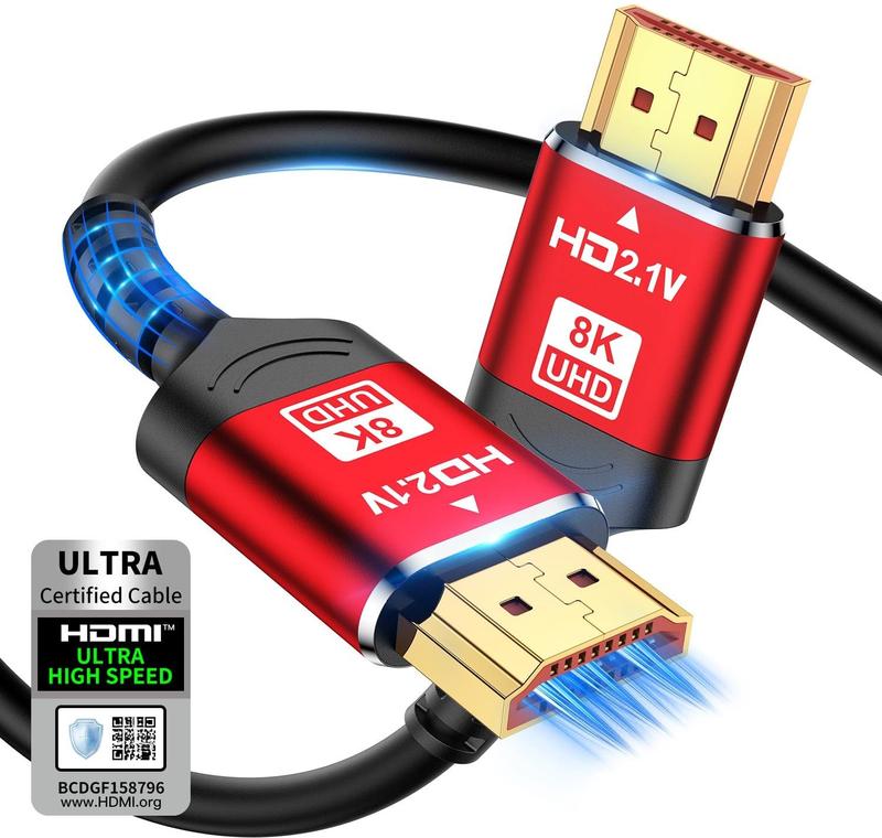 (3.3ft-15ft) 8K 10K HDMI 2.1 Cable 48Gbps, Certified Ultra High Speed ​​HDMI Cable Braided Cord - 4K@120Hz 8K@60Hz, DTS:X, HDCP 2.2 and 2.3, HDR 10 Compatible with Roku TV PS5 HDTV Blu-ray