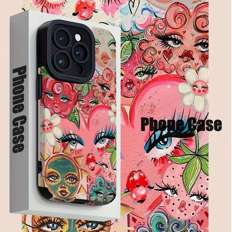 Fashion Art Pattern Phone Case, Shockproof Phone Protective Cover, Phone Accessory Compatible with iPhone 16 15 14 13 12 11 Pro Max