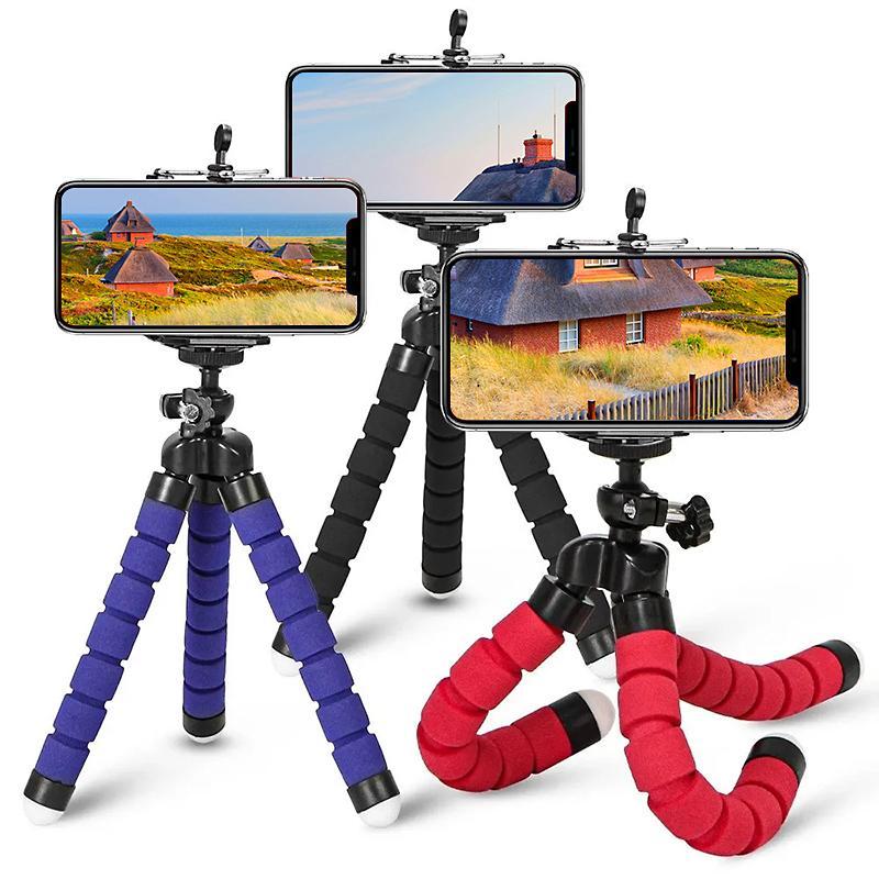 Portable Desktop Phone Tripod Holder for iPhone, Mini Tripod Digital Camera Mobile Phone Stand, Flexible Grip Selfie Stick Tripod Stand