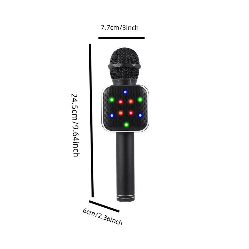 Wireless Microphone, USB Rechargeable LED Light Microphone, Professional BT Microphone for Live Performance, Music Recording, Singing, Karaoke, Party