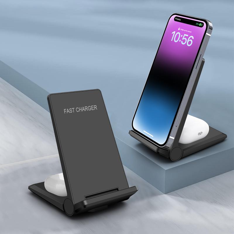 Wireless Charger Foldable 2 in 1 Wireless Charging Station for iPhone 16 15 14,Apple Airpods,Dual Fast Charge Stand Pad For Samsung Galaxy Series