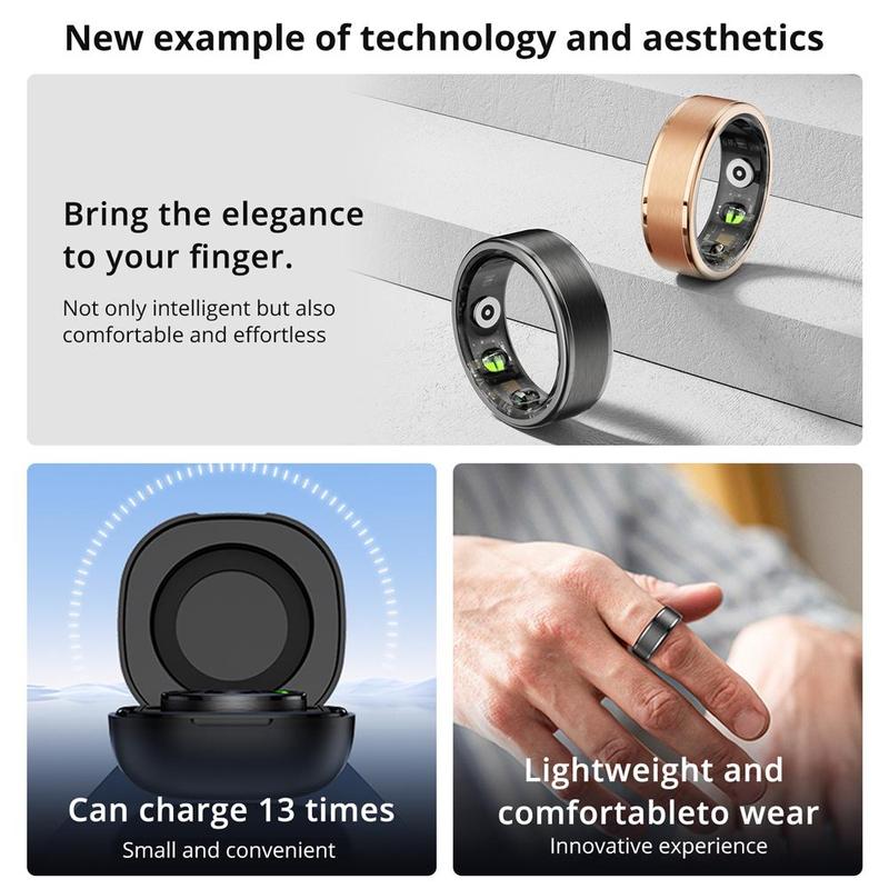 Smart Ring, Rechargeable Smart Ring, Men's Tech Gadgets 2024, IP68 Waterproof Smart Ring with Multi Sport Modes, Wearable Accessories for Men & Women, Wearable Devices for Daily Use