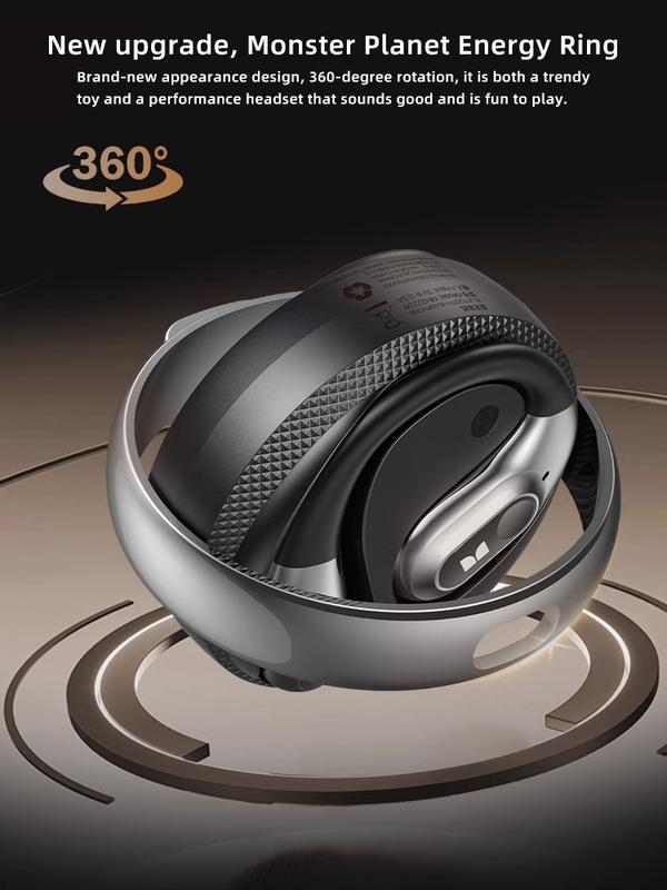 Monster Translation Wireless Earbuds Open Ear Bluetooth 5.4 with Clear Talk Stylish Rotating Case Headphones with Lanyard, Type-C Charging, Comfort Fit,24H Playback,IPX5 Water Resistant Sport Earphones monster  earbuds translation earphone Audio Headset