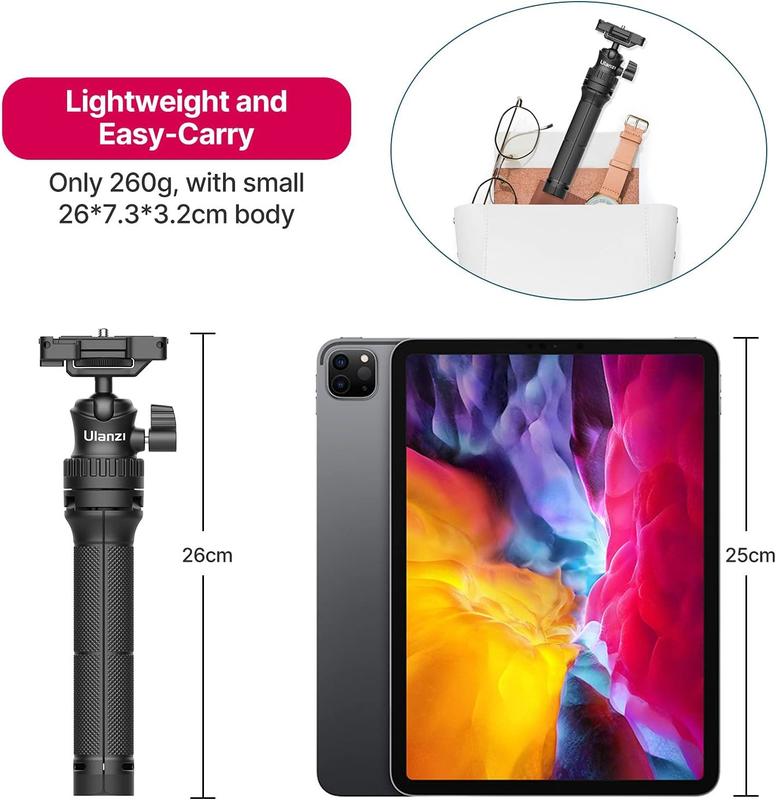 Ulanzi MT-34 Extendable Pole Tripod Mini Tabletop Tripod Selfie Stick with 2 in 1 Phone Clamp, Travel Tripod for Phone 12 Canon G7X Mark III Sony ZV-1 RX100 VII A6600 Vloging Filmmaking Live Streaming