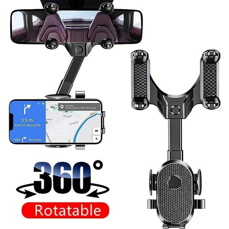 Rotatable Car Phone Holder, Rearview Mirror Phone Holder for Car, Retractable Car Phone Holder, 360° Rear View Mirror Phone Holder for Most Mobile Phones Cars