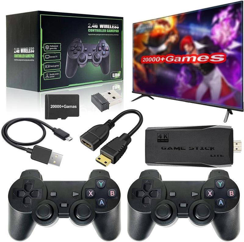 2024 New Retro Gaming Console,Nostalgia Stick Game, Retro VideoGame Console with Built-in 9Emulators, 20,000+ Games, 4K HDMIOutput, and 2.4GHz WirelessController for TV Plug and Play (64 G)Device Gamepad Port Usb Handheld Adapter Wired