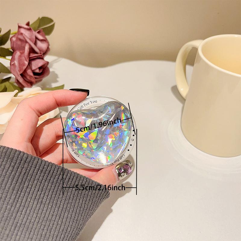 Laser Glass Colorful Heart & Round Mobile Phone Magnetic Holder, 