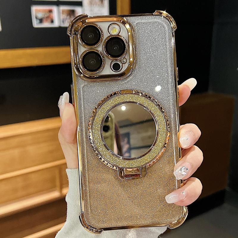 Luxury Glitter Phone Cases with Ring Holder for Summer Fall Gift, All-inclusive Phone Case, Magnetic Smartphone Protective Cover Compatible with iPhone 15 Pro Max Case iPhone 14 Pro Max Case iPhone 11 Cases iPhone 12 13 Cases, Phone Accessories