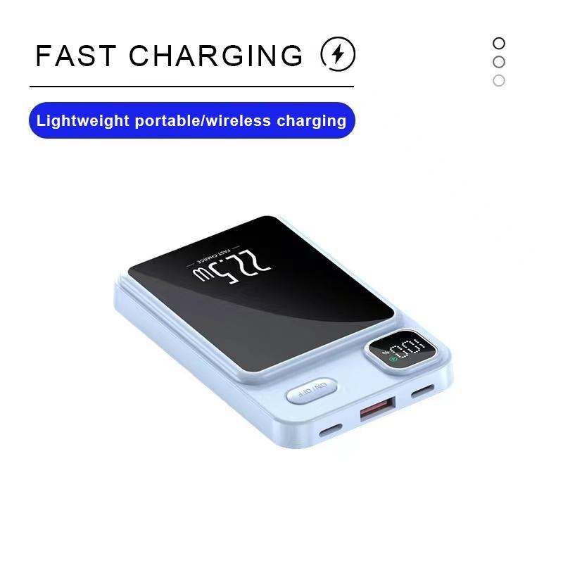 5000mAh 15W Magnetic Wireless Charging Power Bank, Portable Fast Charging Power Bank, Outdoor Mobile Phone Emergency Power Bank Compatible with iPhone 12+ & Android