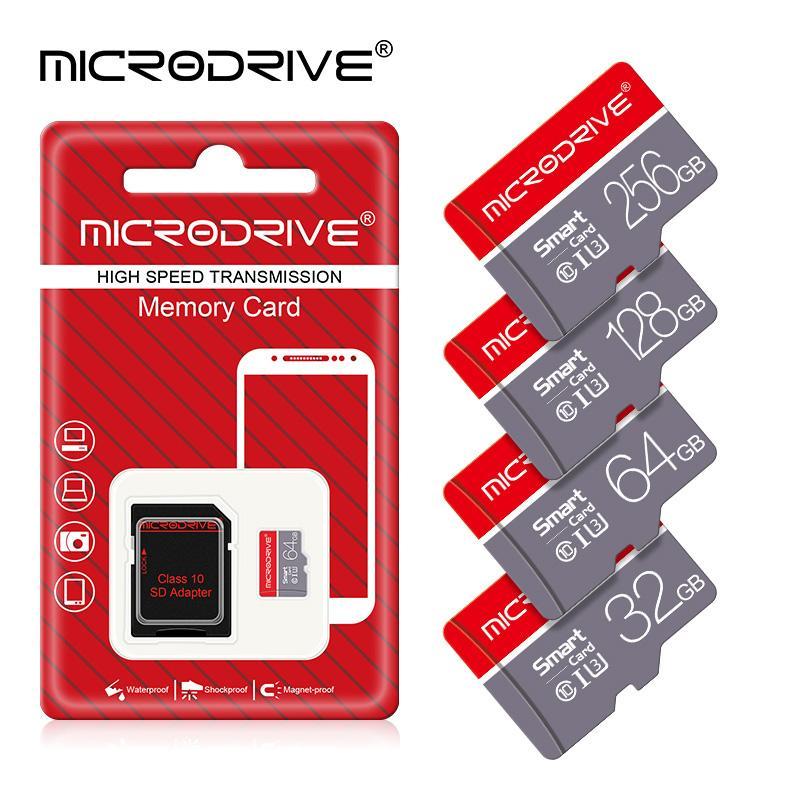 MicroDrive Micro TF SD Card, 1 Count High Speed Transmission Memory Card with Class 10 SD Adapter, 8GB 16GB 32GB 64GB 128GB 256GB Memory Card for Camera, Phone, Computer