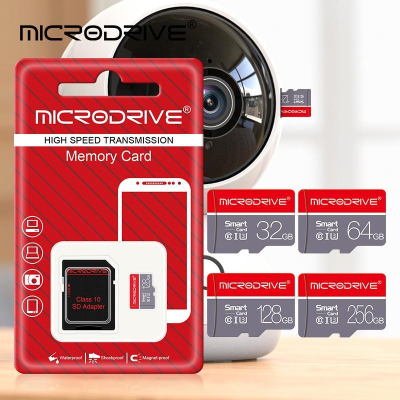 MicroDrive Micro TF SD Card, 1 Count High Speed Transmission Memory Card with Class 10 SD Adapter, 8GB 16GB 32GB 64GB 128GB 256GB Memory Card for Camera, Phone, Computer