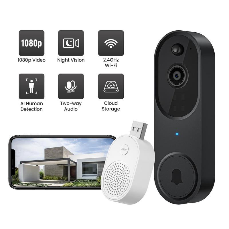 Wireless Security Camera, Outdoor Camera, 2.4G WiFi 1080P Rechargeable Waterproof Home Security Cameras with AI Human Detection, 2-way Talk, Night Vision, Remote Live View