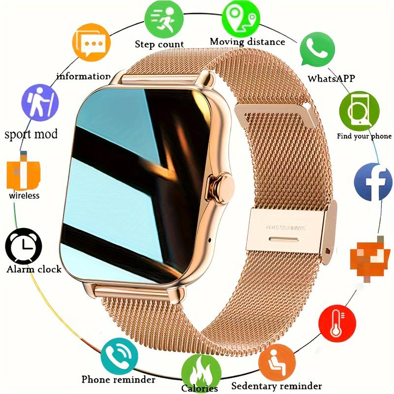 Women's Smart Watch Men's 1.69 Full Touch Screen Fitness Tracker Women's Watch Wireless Call Smart Watch for Android and IOS