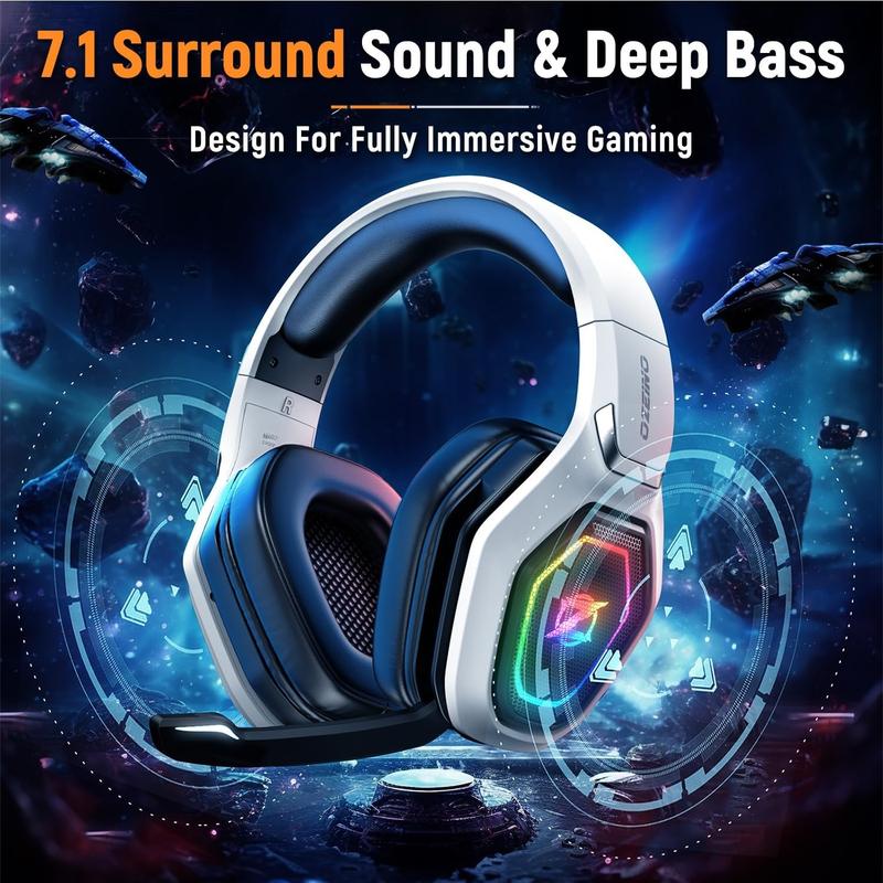 2.4GHz Wireless Gaming Headset for PC, Ps5, Ps4 - Lossless Audio USB & Type-C Ultra Stable Gaming Headphones with Flip Microphone, 40-Hr Battery Gamer Headset for Switch, Laptop, Mobile, Mac