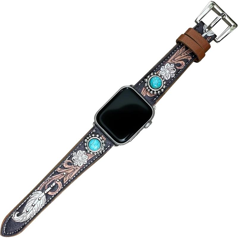 Western Watchband for Apple Watch Size 38mm, 40mm, 41mm, 42mm, 44mm, 45mm and Series 9,8,7,6,5,4 and SE