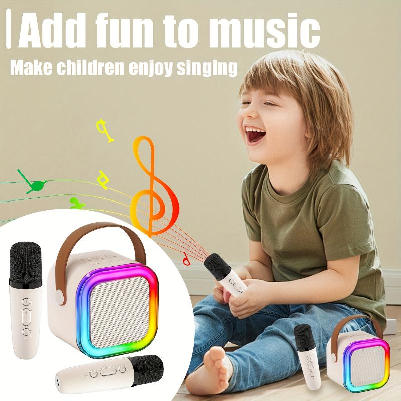 Karaoke Machine For Kids Adults, Portable Mini Karaoke Microphone Singing Speaker With 2 Mic And Light, Gifts Toys For All Smartphones, Birthday, Family, Home Party