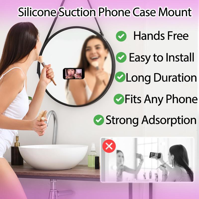 Silicone Suction Cup Phone Mount, Non Slip Hands-Free Phone Holder for Selfies & Videos, Universal Cell Phone Stand, Phone Accessories