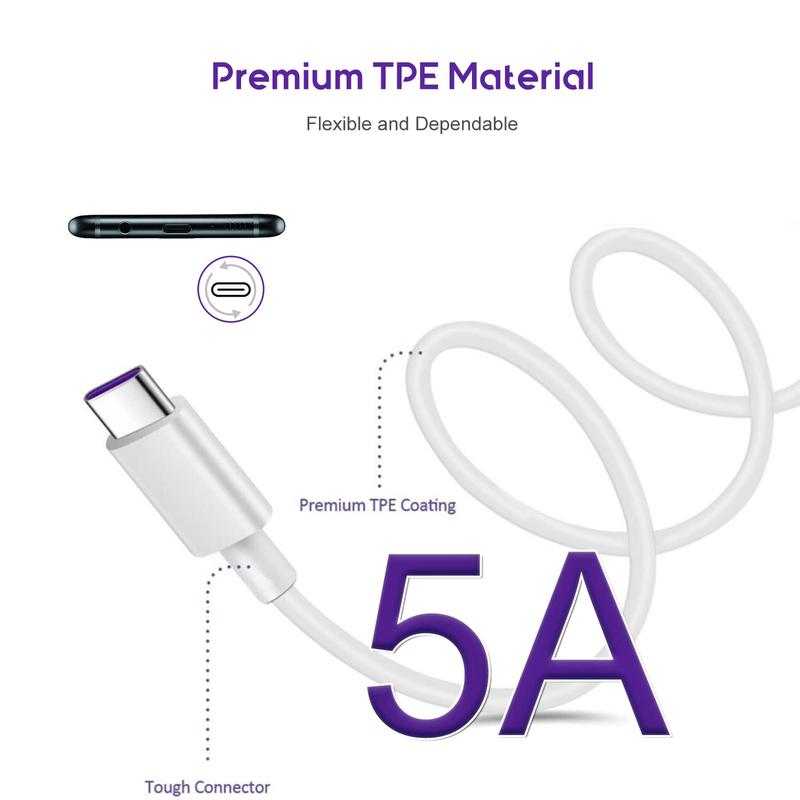 Fast Charging USB-A to USB-C Data Cable for Android Phones - USB Type C Charger Lot Durable Cord - Mobile, Smartphone Cellphone Electronic