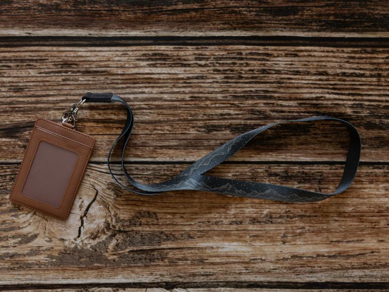 Midnight Mountain Neck Lanyard for keys, ID Badges, Phones, and wallets Accessories Leather