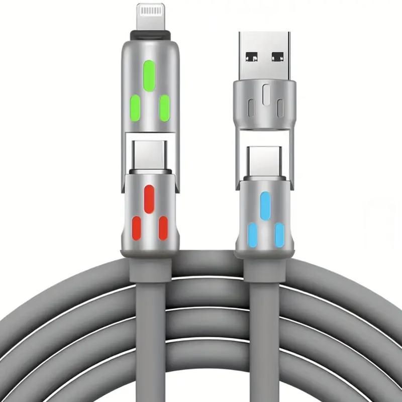 MFish 4-in-1 Multi USB Charging Cable with USB A,Type C, Lightning -MAX 240W Fast Charging & Data Sync for iPhone 16 15, iPad Pro, Samsung & Laptops