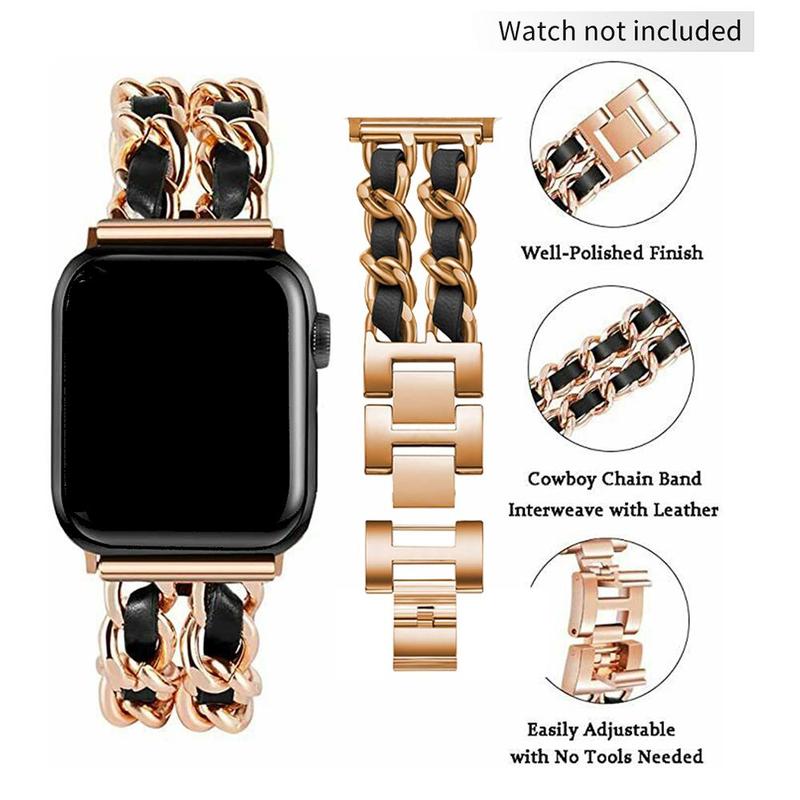 GIROUETTE Fashionable Link Bracelet Design Watch Band (Band Only), Stylish Watch Band for Women, Wearable Accessories Compatible with Apple Watch Series