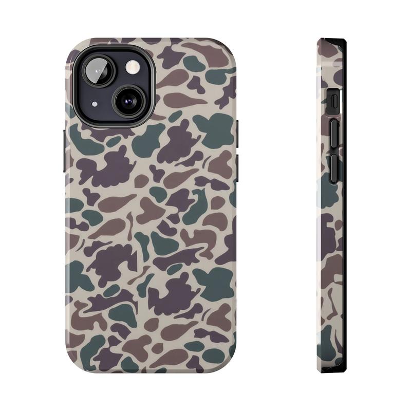 Vintage Ol School Waterfowl Camo Phone Case, Real Hunting, Sitk@ Camo, Bass Fishing, Duck Hunting, Realtree, Mossy Oak Aesthetic For iPhone 16 15 14 13 12 11 X 8, Hunting Gifts, Durable Accessories