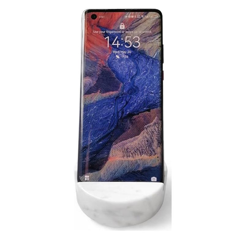 Marble Cell Phone Stand Holder for Tablet, Countertop, and Nightstand - Heavy Solid Real Stone Mobile Phone Stands - Office Accessories