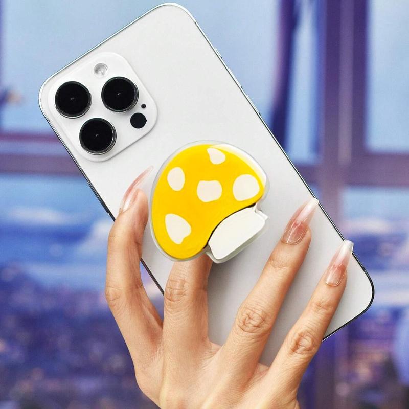 Cute Mushroom Design Phone Ring Holder, Creative Mobile Phone Push-pull Integrated Folding Stand, Fashion Phone Accessories for Phone Decoration