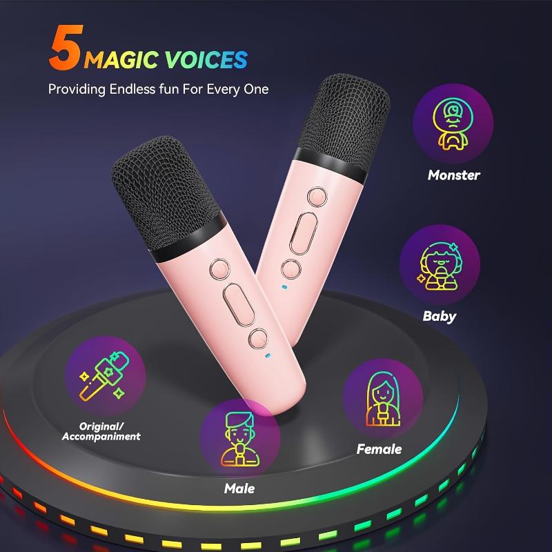 Karaoke Machine For Kids Adults, Portable Mini Karaoke Microphone Singing Speaker With 2 Mic And Light, Gifts Toys For All Smartphones, Birthday, Family, Home Party