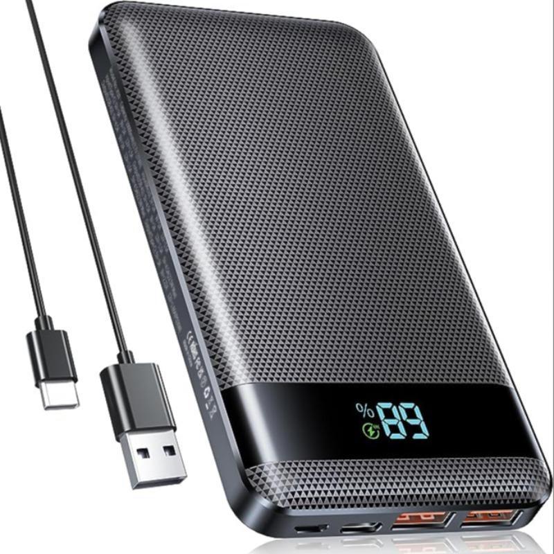 Portable Power Bank, 10000mAh Slim and Compact Battery Pack with Built-in LED Display, QC3.0 PD20W Fast Charging Power Bank for Android & iPhone