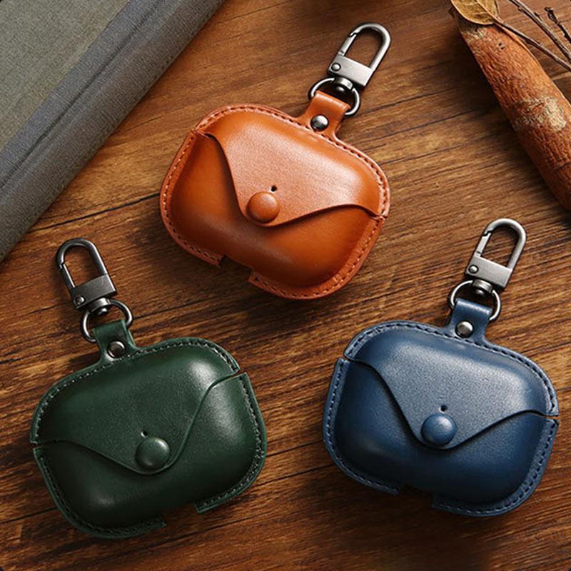 Fashionable Solid Color Leather Case, 1 Count Leather Case for AirPods 1 2 & Pro2, Stylish and Functional Protective Case for Your Wireless Earphone