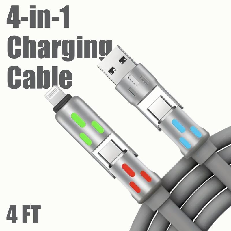 MFish 4-in-1 Multi USB Charging Cable with USB A,Type C, Lightning -MAX 240W Fast Charging & Data Sync for iPhone 16 15, iPad Pro, Samsung & Laptops