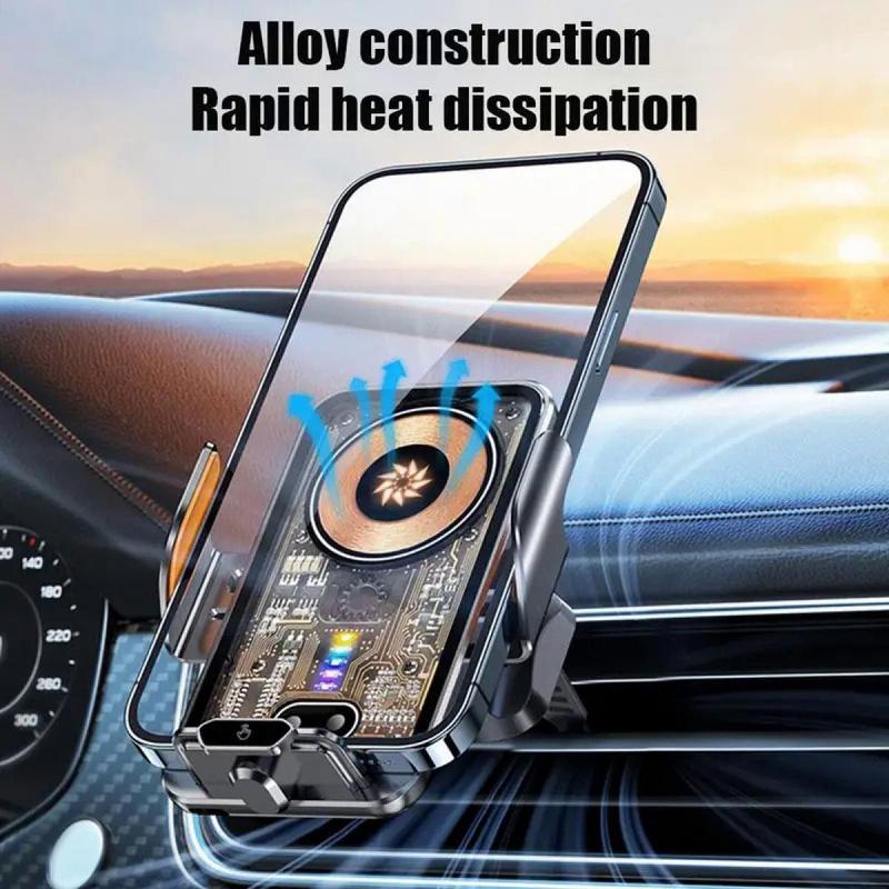 Car Air Vent Phone Holder, 15W Wireless Charging Car Phone Holder, Magnetic Car Phone Mount, Universal Car Interior Accessories for iPhone Samsung