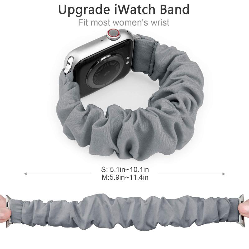 Watch Band Compatible with Apple Watch Band Scrunchie 38mm 40mm 41mm 42mm 44mm 45mm, Elastic Scrunchie Watch Bands for iWatch Series 9 8 7 6 SE 5 4 3 Ultra 2, Replacement Wristband Women