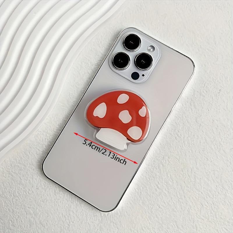 Cute Mushroom Design Phone Ring Holder, Creative Mobile Phone Push-pull Integrated Folding Stand, Fashion Phone Accessories for Phone Decoration