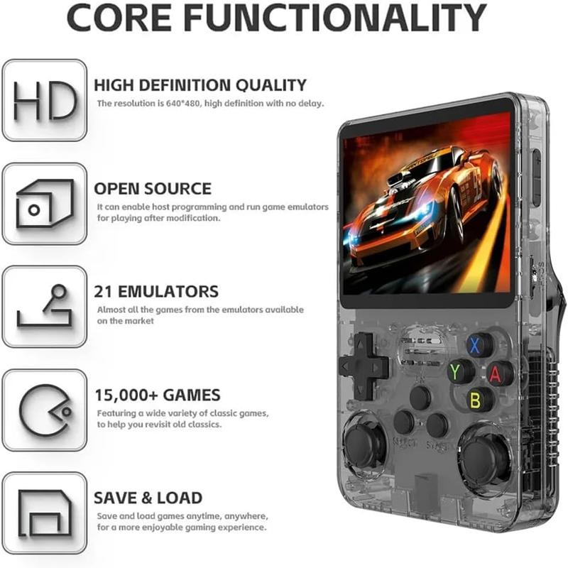 R36S Handheld Game Console, R36S Retro Handheld Game Console, 3.5-inch Retro Handheld, with 32G+64G Built-in 15000+ Classic Games, Game Consoles Protection