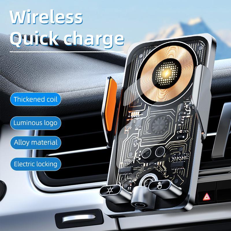 Punk Style Magnetic Charging Up To 66W Car Charger, 15W Wireless Charger for Car, Magnetic Car Navigation Bracket, Car Phone Holder, Universal Car Interior Accessories for Most Smartphones