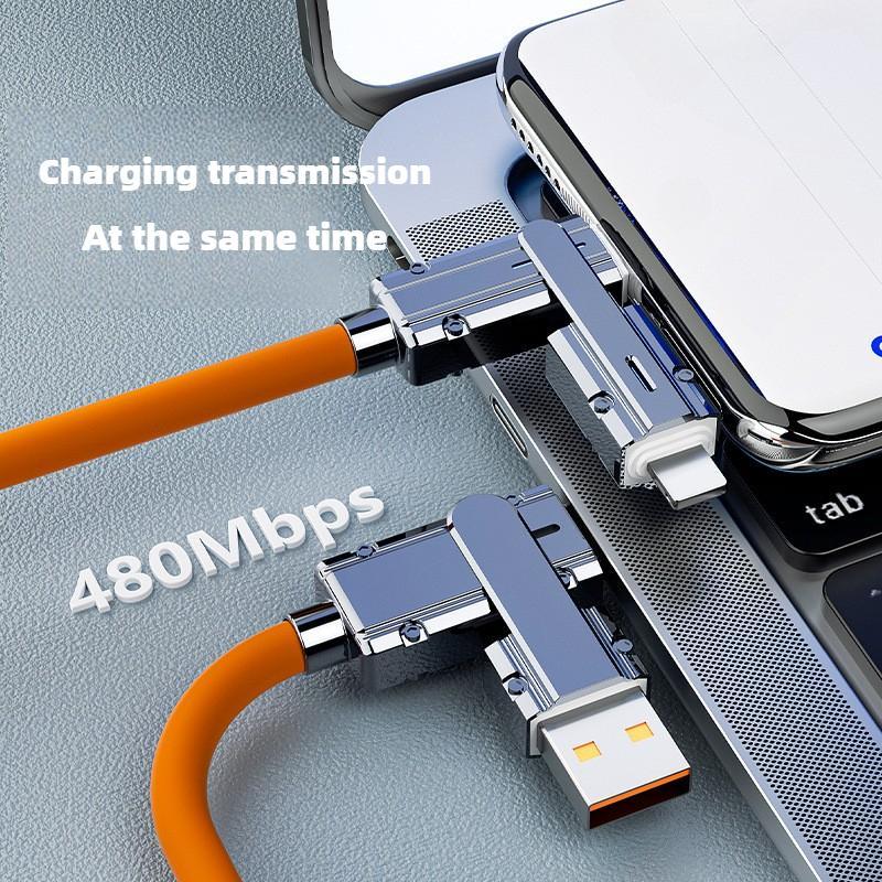 Type-C Charging Data Cable, 1 Count 100W 4 in 1 Multipurpose Phone Fast Charging Data Cable, Multifunctional USB Charging Cable for iPhone & iPad