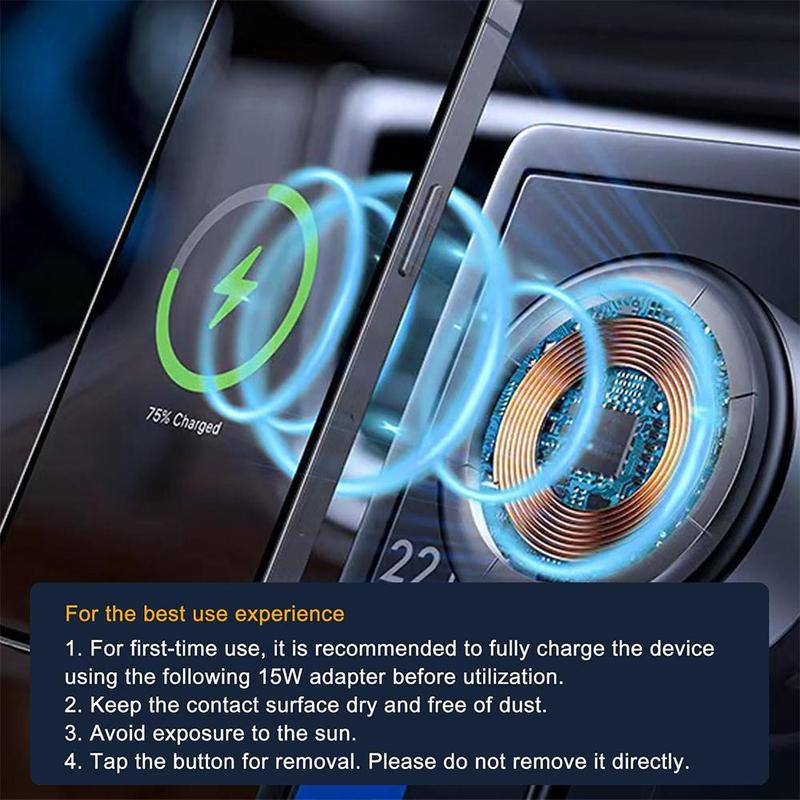 Wireless Fast Charging Magnetic Cell Phone Holder, 360 Rotatable Electric Vacuum Magnetic Suction Car Phone Mount for Phone, Universal Car Interior Accessories