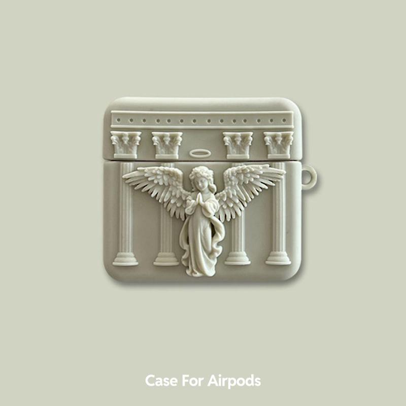 3D Angel Design Earphone Case, Creative Cute Cartoon Earbuds Charging Box Cover, Earphone Case for AirPods Pro 2 3, Earphone Accessories