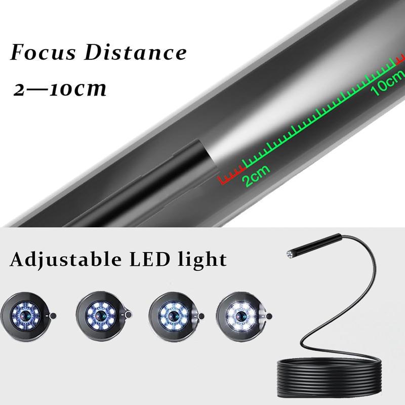 Endoscope Camera with Light, 16.4FT Waterproof Borescope 1920P HD, Semi-Rigid Cable Snake Camera, 8 Adjustable High Brightness LED Lights Inspection Camera for iPhone, Android, iPad