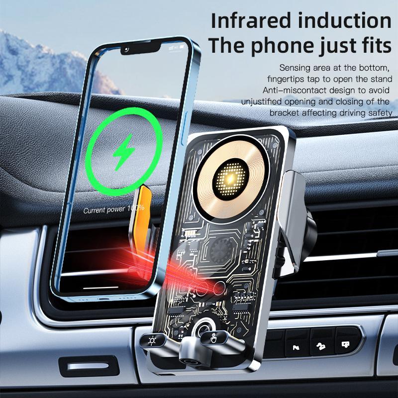 Punk Style Magnetic Charging Up To 66W Car Charger, 15W Wireless Charger for Car, Magnetic Car Navigation Bracket, Car Phone Holder, Universal Car Interior Accessories for Most Smartphones