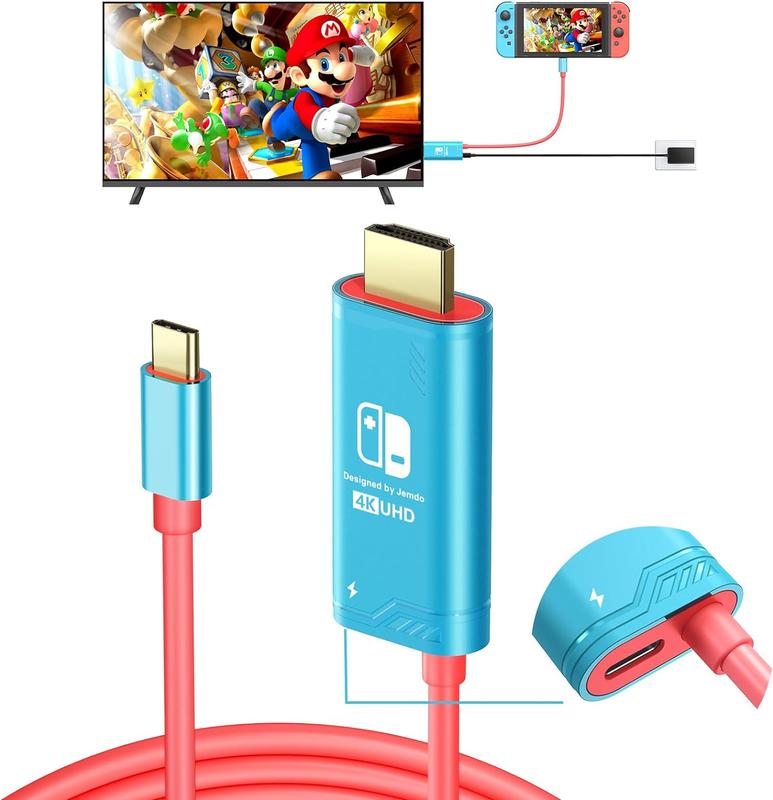 USB C to HDMI Cable Compatible with Nintendo Switch NS OLED, Portable TV Adapter Connector Replaces The Original Switch Dock for TV Screen Mirroring, Convenient for Travel, 4K HD, 2m, Blue Accessories Console