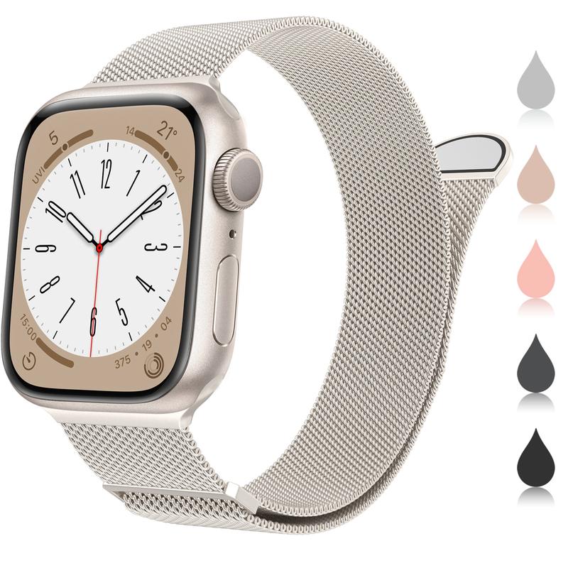 Marge Plus Compatible with Apple Watch Band Series 10, Ultra 2, SE, Ultra 9 8 7 6 5 4 Women and Men, Stainless Steel Mesh Loop Magnetic Clasp Replacement for iWatch Bands 38mm 40mm 41mm 42mm Stralight