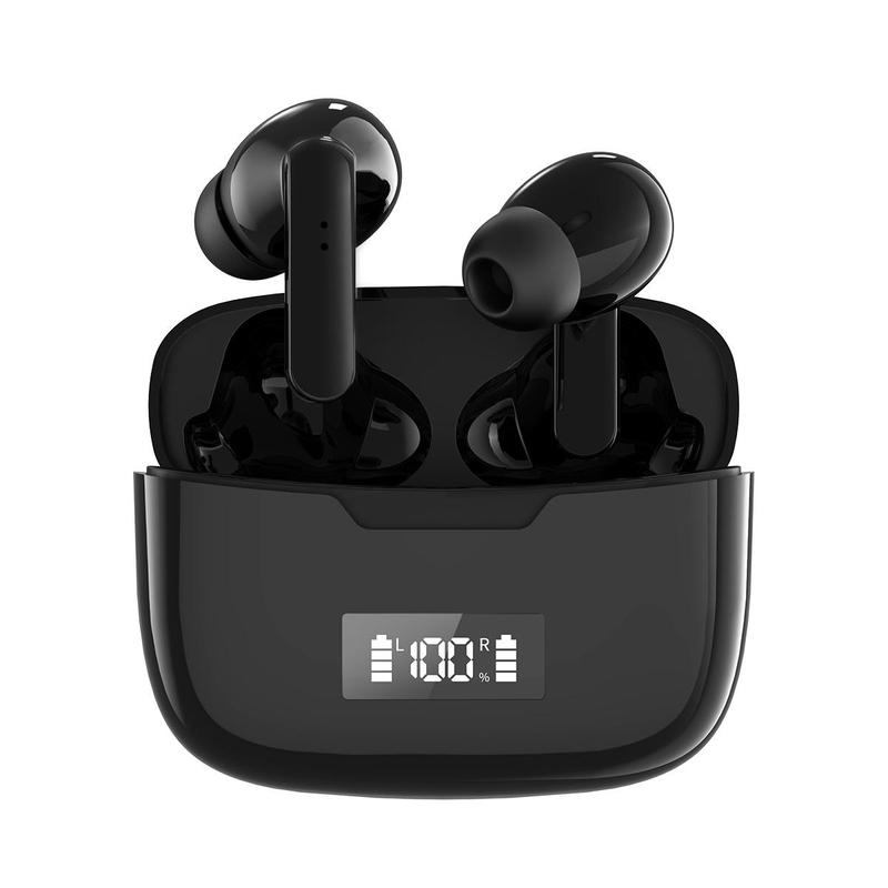 Wireless Headphones, 1 Piece Noise Cancelling In-ear Design BT Earphone Earbud with Digital Display Charging Case, Stereo Sound Gaming Headset Sports Earbuds